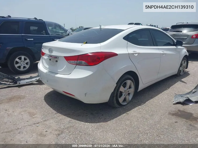 5NPDH4AE2CH139310 2012 Hyundai Elantra Gls