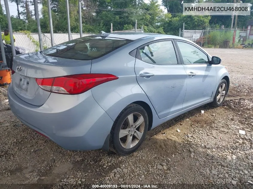 2012 Hyundai Elantra Gls (Ulsan Plant) VIN: KMHDH4AE2CU468008 Lot: 40009193