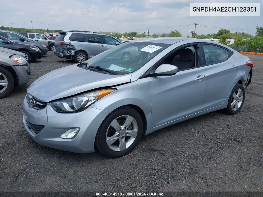 5NPDH4AE2CH123351 2012 Hyundai Elantra Gls Pzev