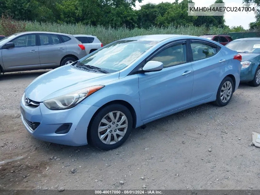 2012 Hyundai Elantra Gls (Ulsan Plant) VIN: KMHDH4AE7CU247004 Lot: 40017050