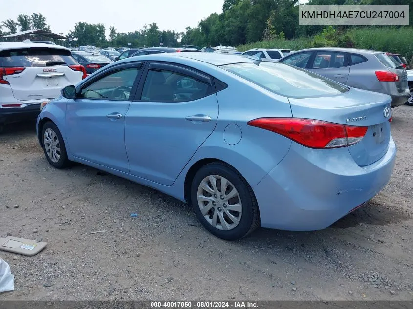 2012 Hyundai Elantra Gls (Ulsan Plant) VIN: KMHDH4AE7CU247004 Lot: 40017050