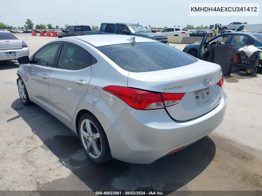 2012 Hyundai Elantra Limited (Ulsan Plant) VIN: KMHDH4AEXCU341412 Lot: 40023861