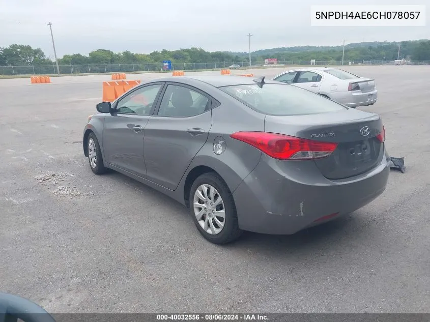 2012 Hyundai Elantra Gls VIN: 5NPDH4AE6CH078057 Lot: 40032556