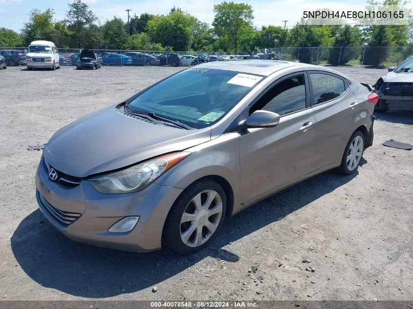 2012 Hyundai Elantra Limited VIN: 5NPDH4AE8CH106165 Lot: 40078548