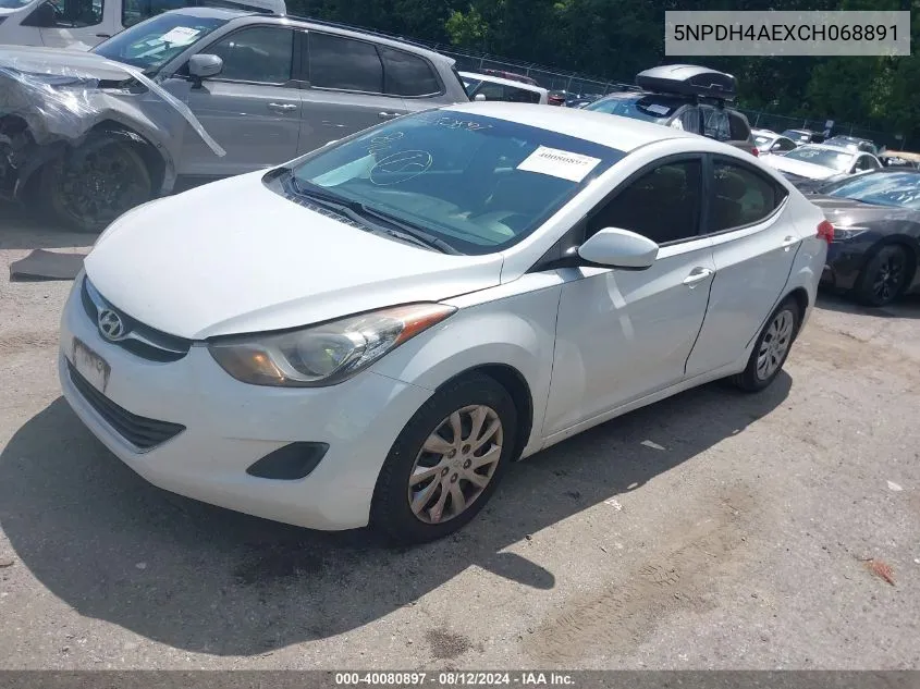 2012 Hyundai Elantra Gls VIN: 5NPDH4AEXCH068891 Lot: 40080897