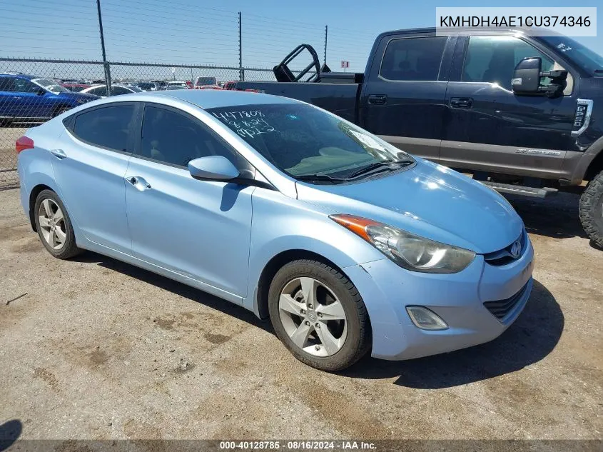 KMHDH4AE1CU374346 2012 Hyundai Elantra Gls (Ulsan Plant)