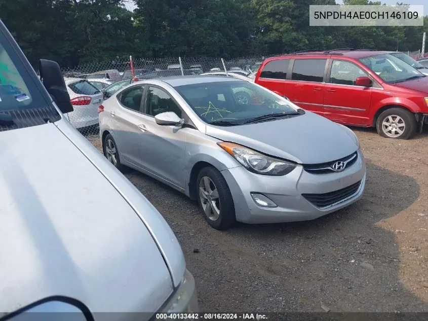 2012 Hyundai Elantra Gls VIN: 5NPDH4AE0CH146109 Lot: 40133442