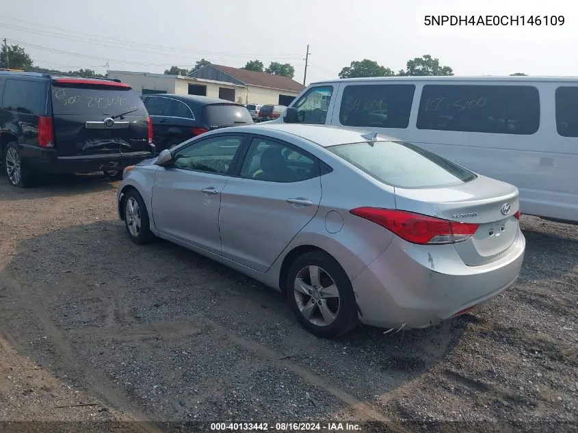 2012 Hyundai Elantra Gls VIN: 5NPDH4AE0CH146109 Lot: 40133442