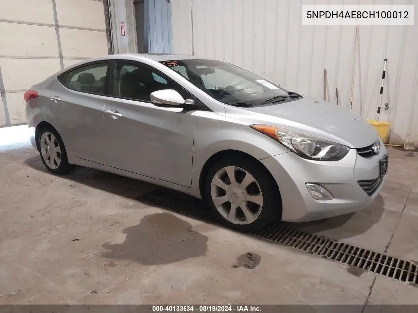 2012 Hyundai Elantra Limited VIN: 5NPDH4AE8CH100012 Lot: 40133634