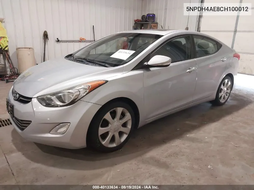 5NPDH4AE8CH100012 2012 Hyundai Elantra Limited