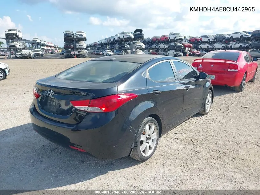 2012 Hyundai Elantra Gls (Ulsan Plant) VIN: KMHDH4AE8CU442965 Lot: 40137948