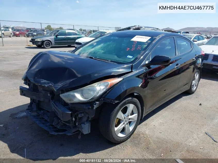 2012 Hyundai Elantra Gls (Ulsan Plant) VIN: KMHDH4AE7CU467775 Lot: 40181132