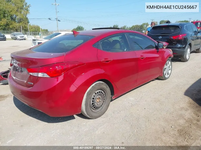 2012 Hyundai Elantra Limited (Ulsan Plant) VIN: KMHDH4AE1CU245667 Lot: 40189297