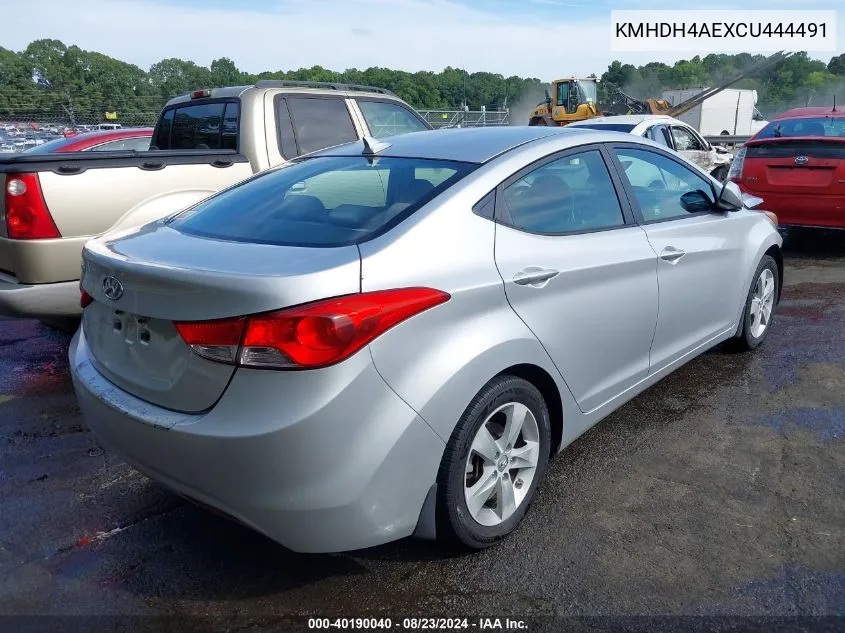 2012 Hyundai Elantra Gls (Ulsan Plant) VIN: KMHDH4AEXCU444491 Lot: 40190040