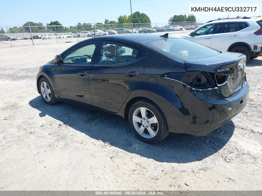 2012 Hyundai Elantra Gls (Ulsan Plant) VIN: KMHDH4AE9CU332717 Lot: 40190046