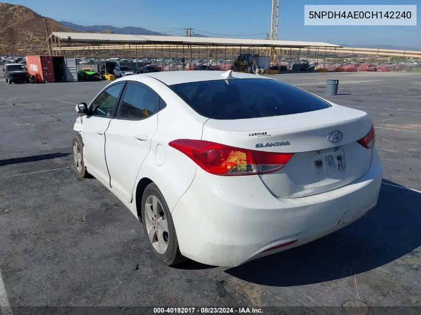 5NPDH4AE0CH142240 2012 Hyundai Elantra Gls