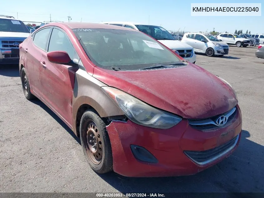 2012 Hyundai Elantra Gls (Ulsan Plant) VIN: KMHDH4AE0CU225040 Lot: 40203953