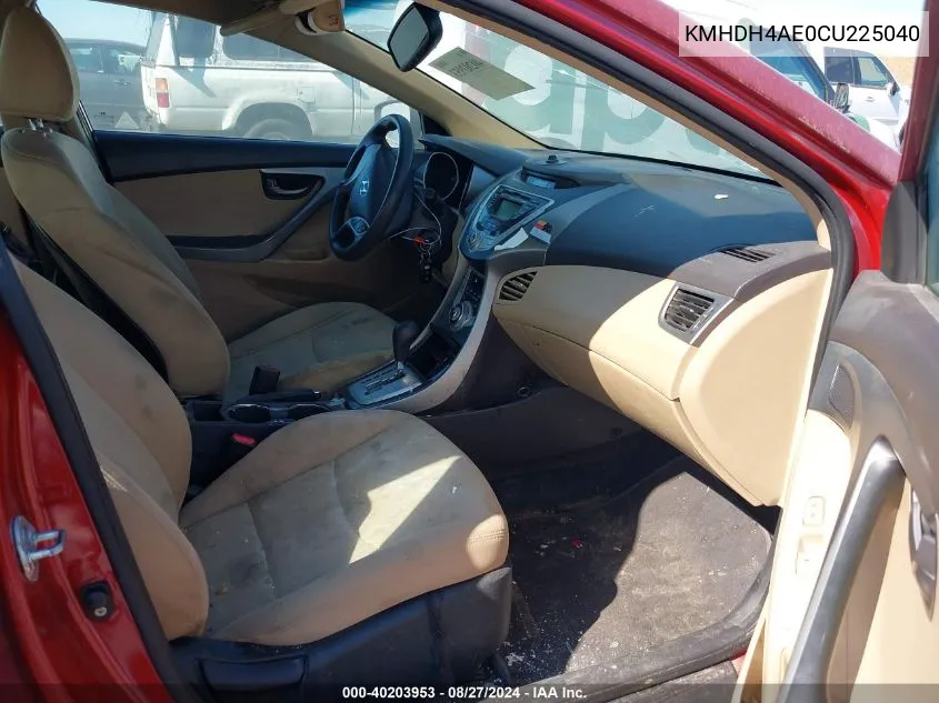 KMHDH4AE0CU225040 2012 Hyundai Elantra Gls (Ulsan Plant)