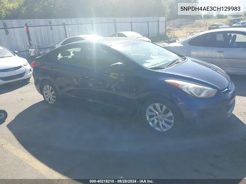 5NPDH4AE3CH129983 2012 Hyundai Elantra Gls