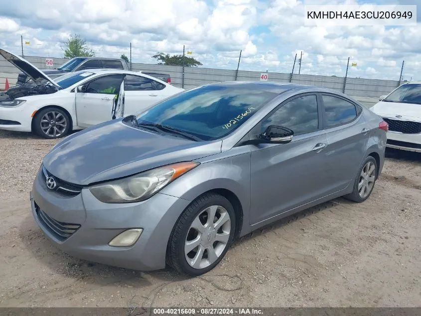 2012 Hyundai Elantra Limited (Ulsan Plant) VIN: KMHDH4AE3CU206949 Lot: 40215609