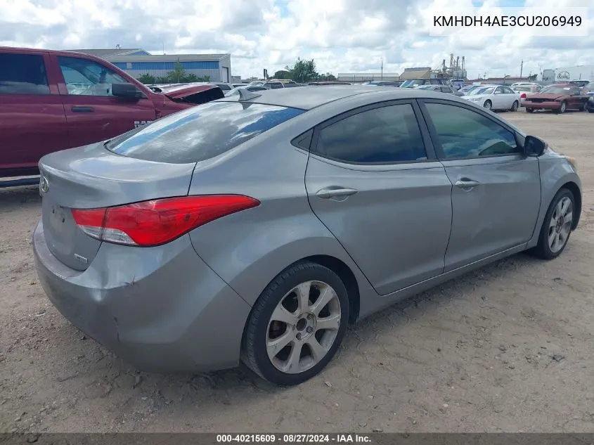 2012 Hyundai Elantra Limited (Ulsan Plant) VIN: KMHDH4AE3CU206949 Lot: 40215609