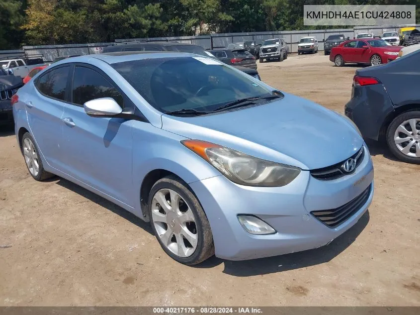 2012 Hyundai Elantra Limited (Ulsan Plant) VIN: KMHDH4AE1CU424808 Lot: 40217176