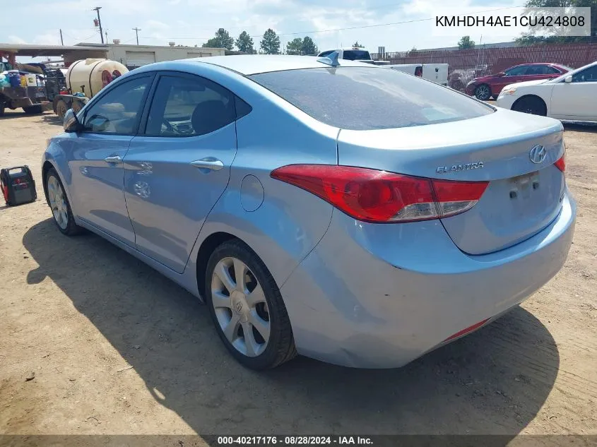 2012 Hyundai Elantra Limited (Ulsan Plant) VIN: KMHDH4AE1CU424808 Lot: 40217176