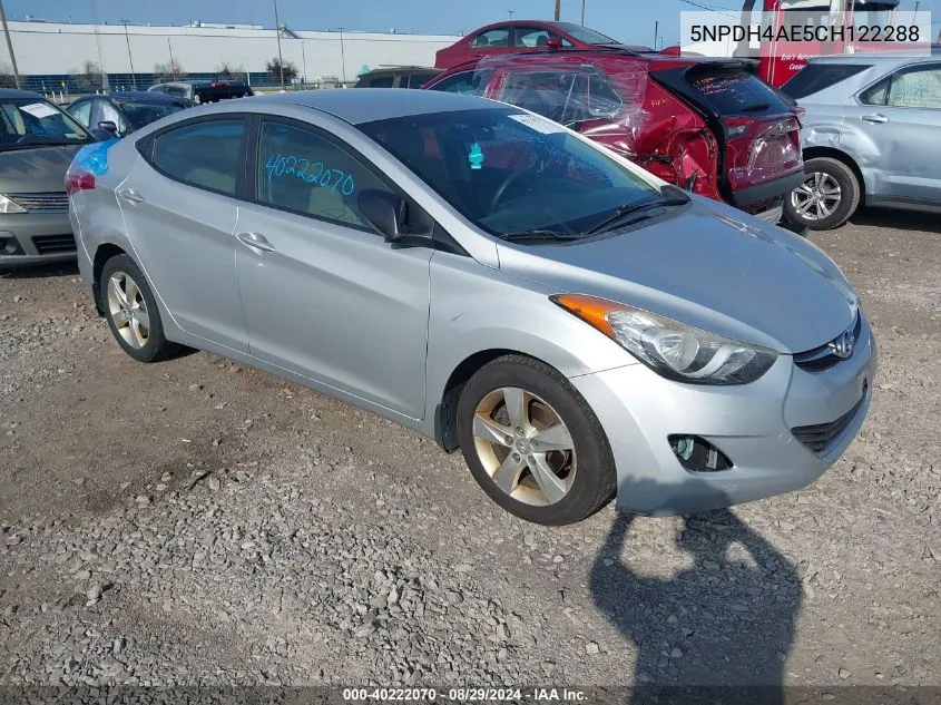 2012 Hyundai Elantra Gls Pzev VIN: 5NPDH4AE5CH122288 Lot: 40222070