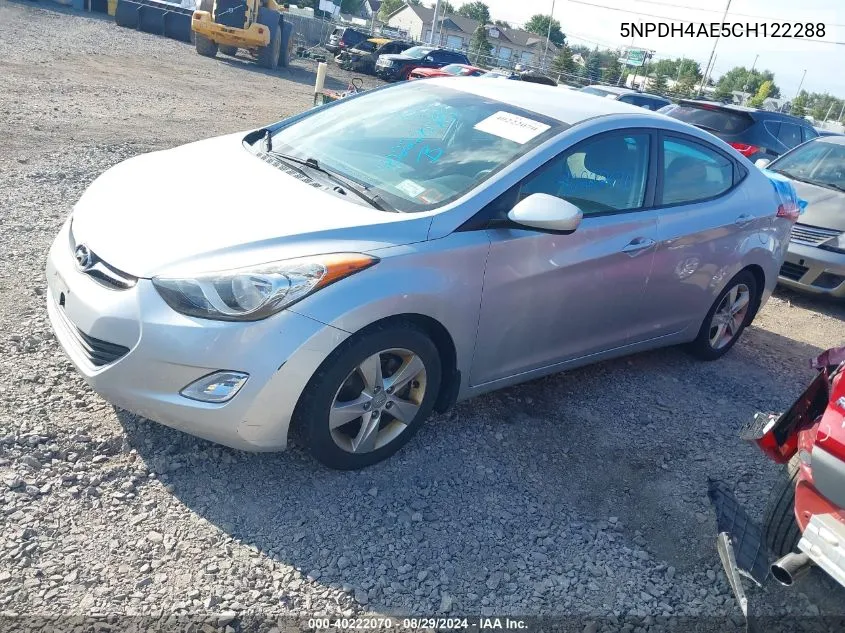 2012 Hyundai Elantra Gls Pzev VIN: 5NPDH4AE5CH122288 Lot: 40222070