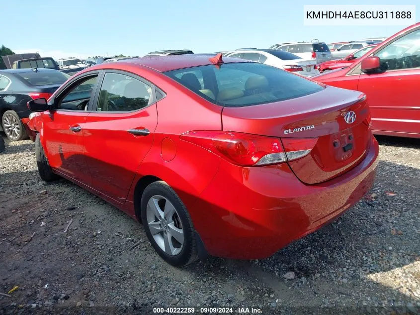 2012 Hyundai Elantra Gls (Ulsan Plant) VIN: KMHDH4AE8CU311888 Lot: 40222259