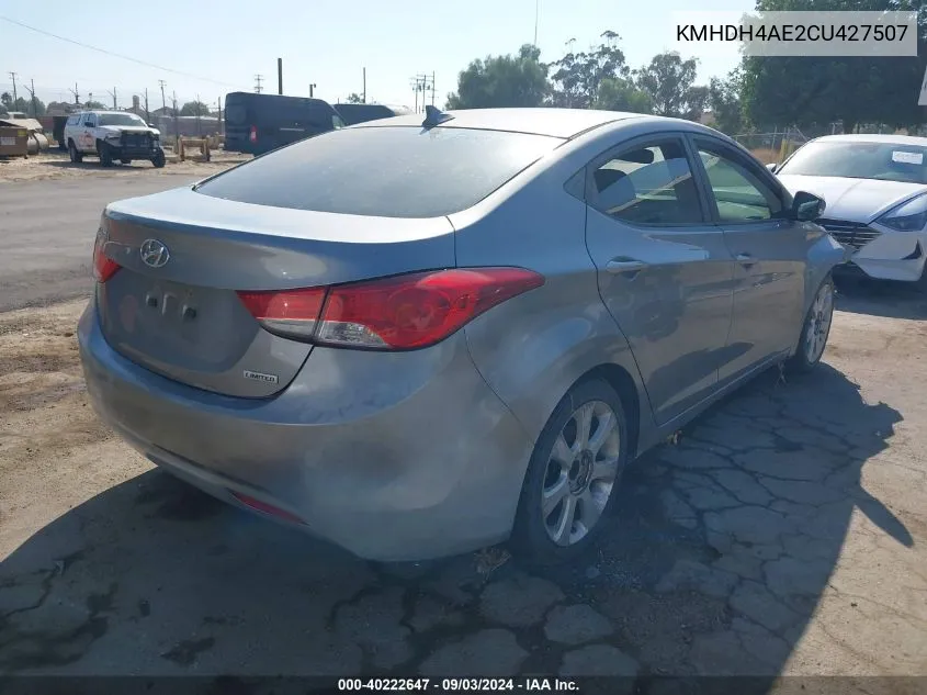 2012 Hyundai Elantra Limited (Ulsan Plant) VIN: KMHDH4AE2CU427507 Lot: 40222647