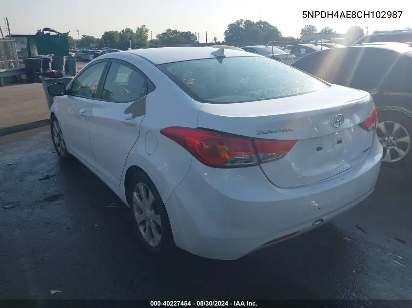 5NPDH4AE8CH102987 2012 Hyundai Elantra Limited