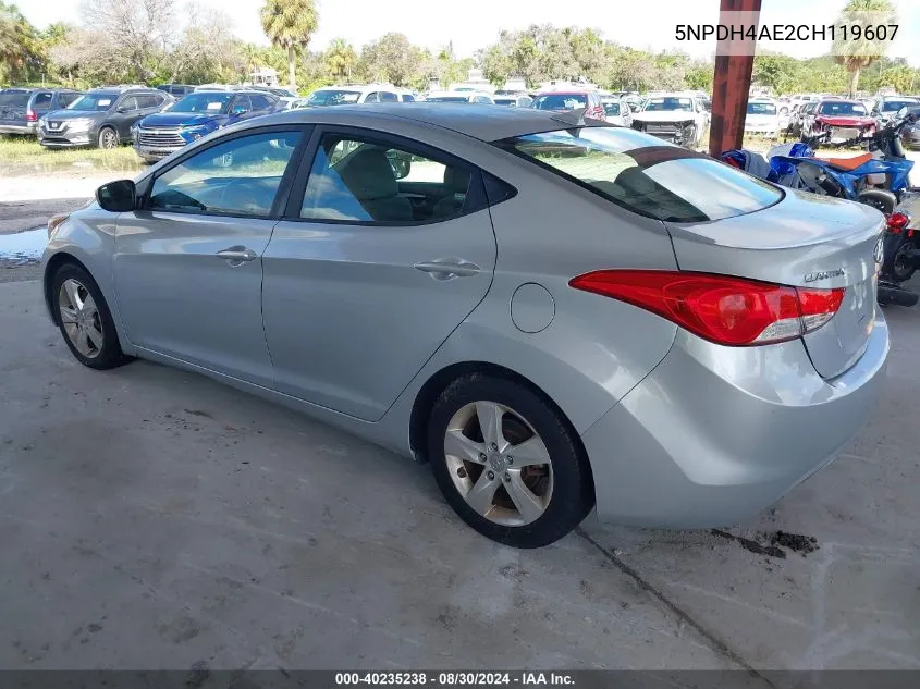 2012 Hyundai Elantra Gls VIN: 5NPDH4AE2CH119607 Lot: 40235238