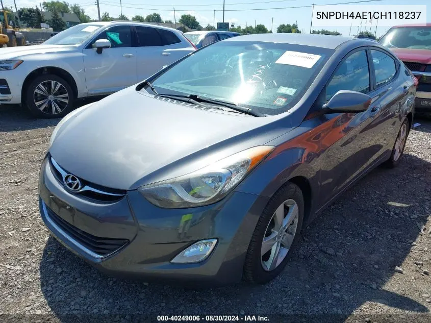 2012 Hyundai Elantra Gls Pzev VIN: 5NPDH4AE1CH118237 Lot: 40249006