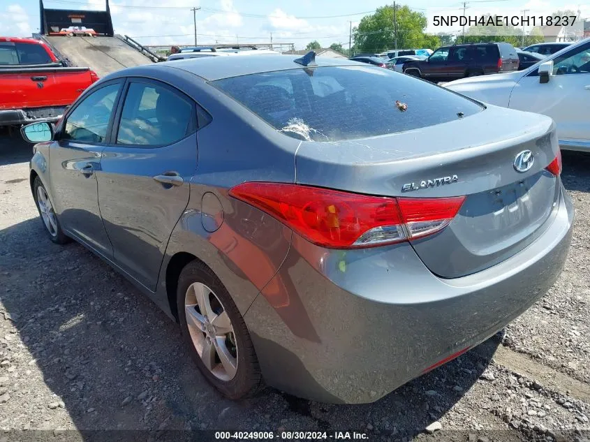 5NPDH4AE1CH118237 2012 Hyundai Elantra Gls Pzev