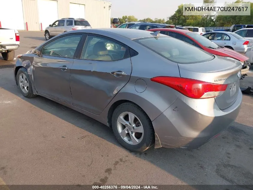 2012 Hyundai Elantra Limited (Ulsan Plant) VIN: KMHDH4AE7CU247617 Lot: 40256376