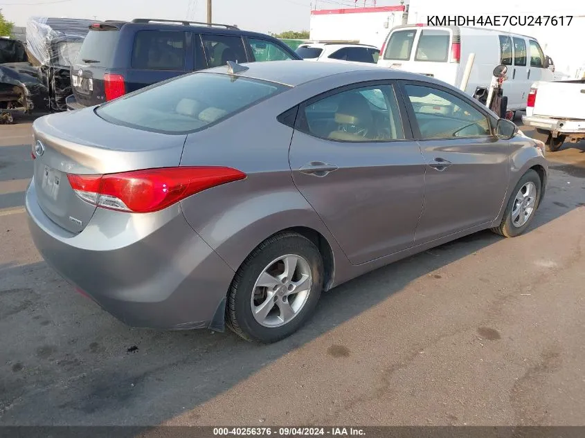 2012 Hyundai Elantra Limited (Ulsan Plant) VIN: KMHDH4AE7CU247617 Lot: 40256376