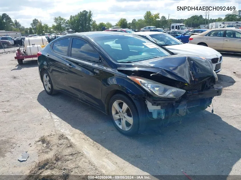 2012 Hyundai Elantra Gls VIN: 5NPDH4AE0CH092469 Lot: 40260606