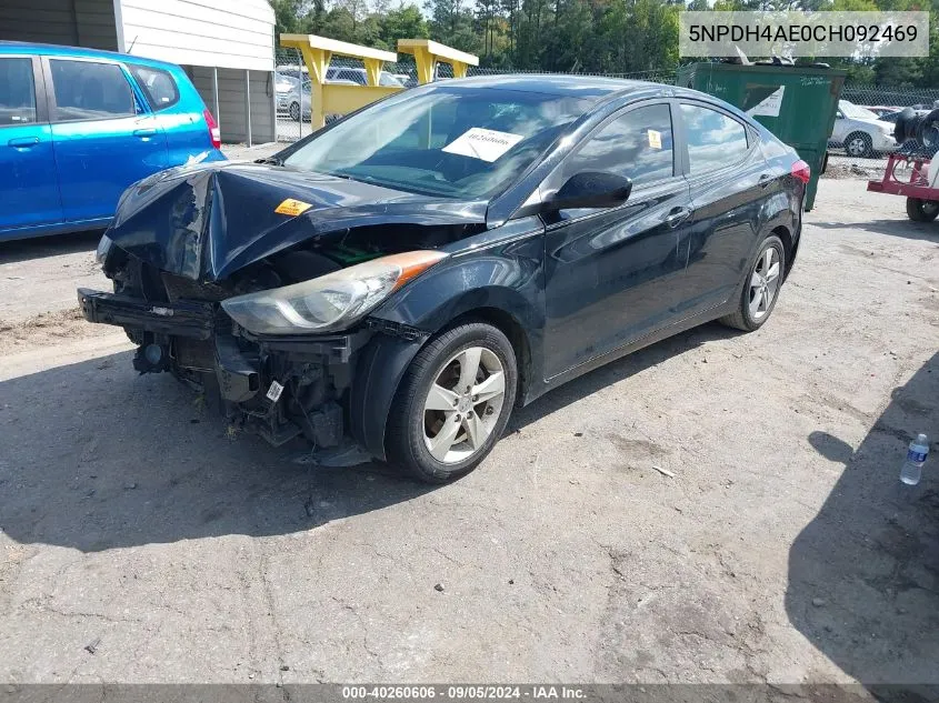 2012 Hyundai Elantra Gls VIN: 5NPDH4AE0CH092469 Lot: 40260606