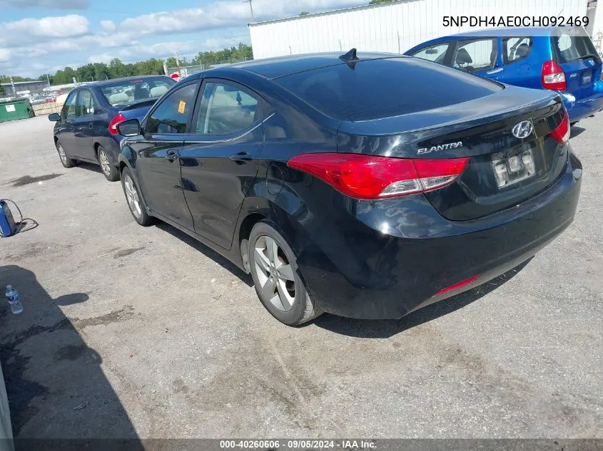 2012 Hyundai Elantra Gls VIN: 5NPDH4AE0CH092469 Lot: 40260606