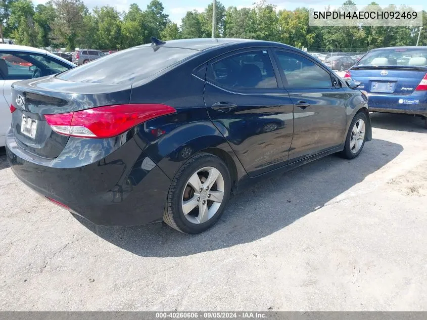 2012 Hyundai Elantra Gls VIN: 5NPDH4AE0CH092469 Lot: 40260606