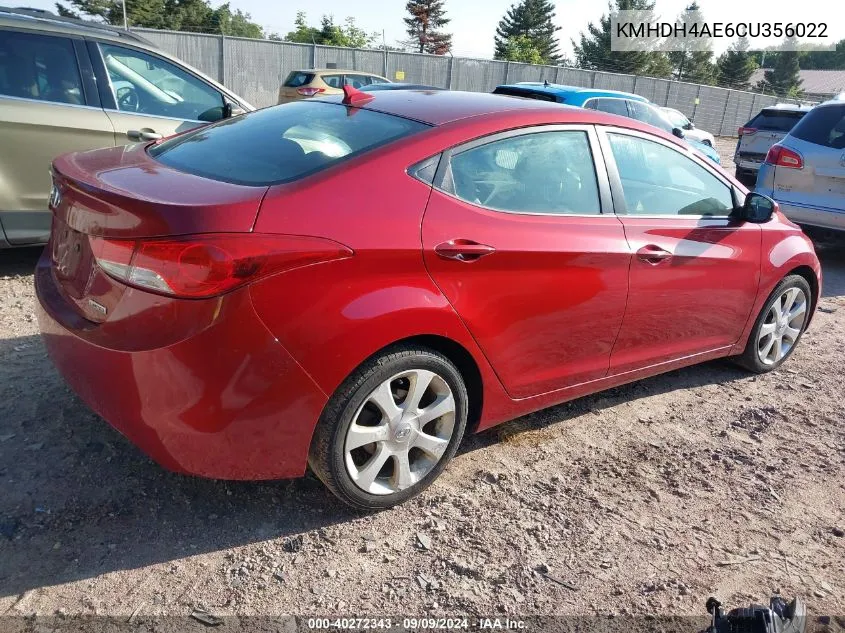 KMHDH4AE6CU356022 2012 Hyundai Elantra Limited (Ulsan Plant)