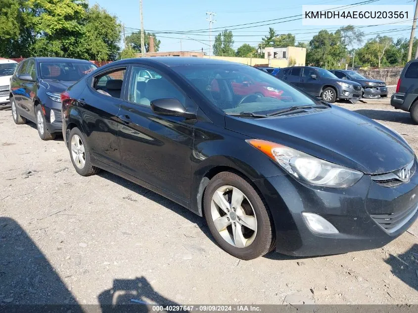 2012 Hyundai Elantra Gls (Ulsan Plant) VIN: KMHDH4AE6CU203561 Lot: 40297647