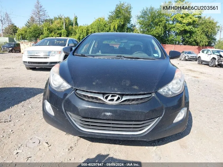 2012 Hyundai Elantra Gls (Ulsan Plant) VIN: KMHDH4AE6CU203561 Lot: 40297647