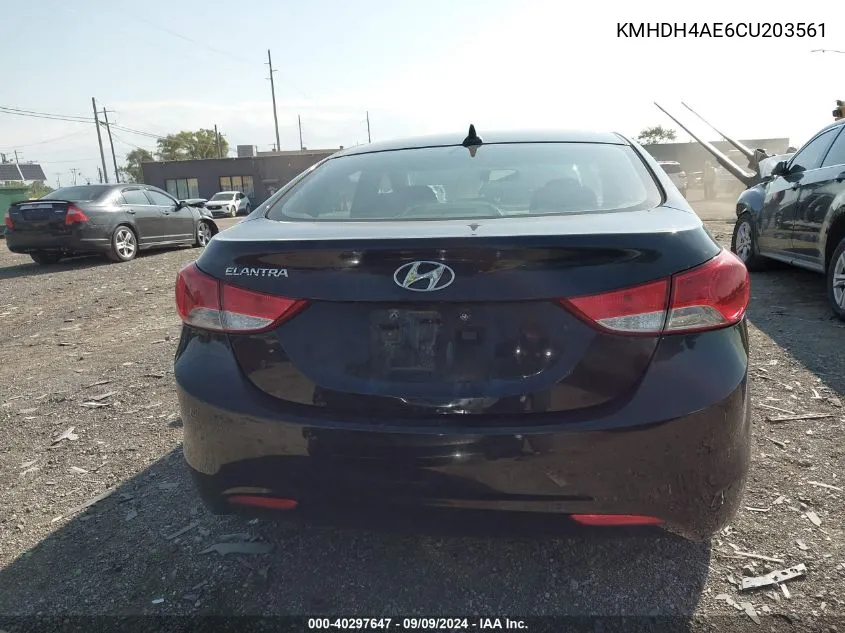 2012 Hyundai Elantra Gls (Ulsan Plant) VIN: KMHDH4AE6CU203561 Lot: 40297647