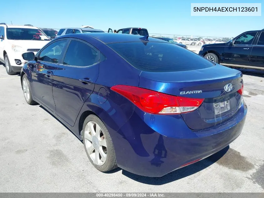 2012 Hyundai Elantra Limited VIN: 5NPDH4AEXCH123601 Lot: 40298450