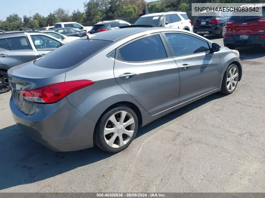 2012 Hyundai Elantra Limited VIN: 5NPDH4AE5CH083542 Lot: 40300836