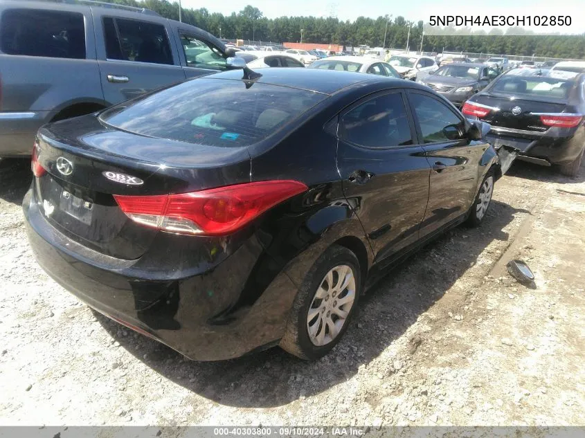 2012 Hyundai Elantra Gls/Limited VIN: 5NPDH4AE3CH102850 Lot: 40303800