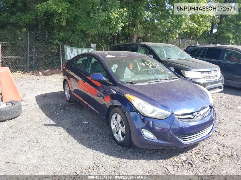 5NPDH4AE5CH072671 2012 Hyundai Elantra Gls