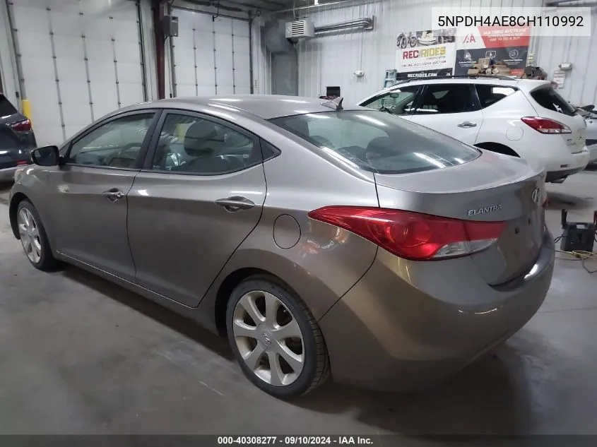 5NPDH4AE8CH110992 2012 Hyundai Elantra Limited